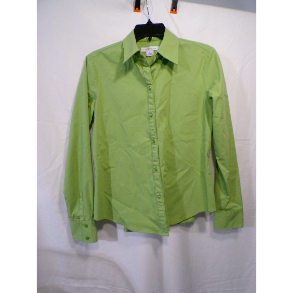 Liz Claiborne Women's Green Button Up Shirt Blouse Medium Long Sleeve